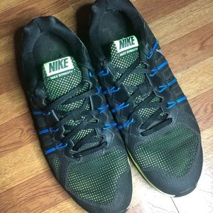 Green and Blue athletic shoe